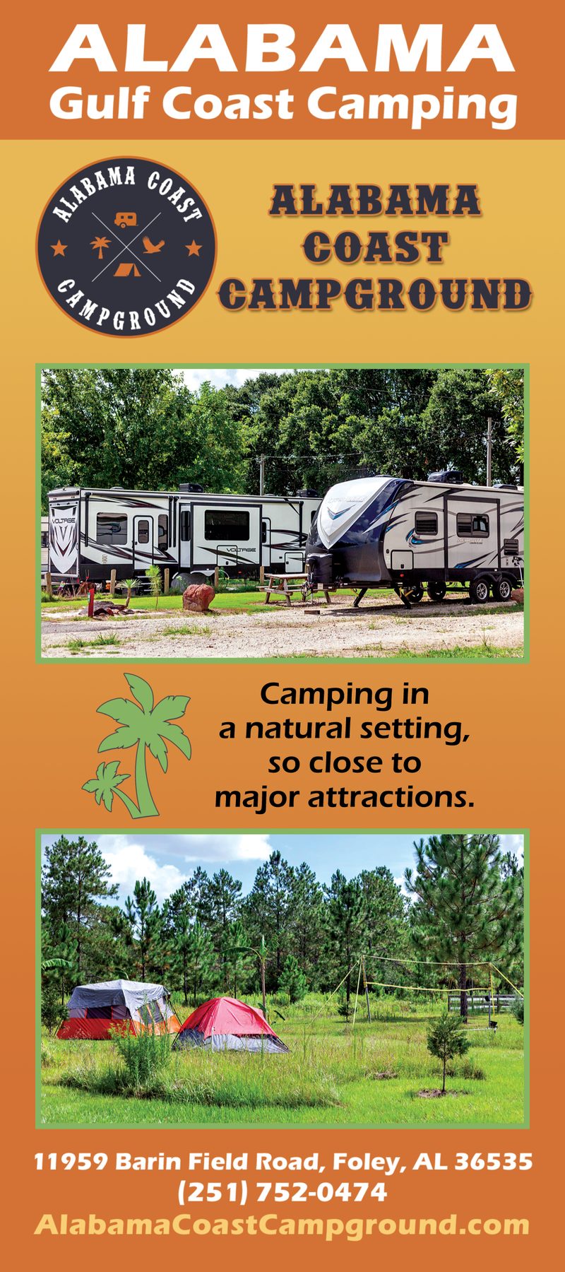 Alabama Coast Campground rack card, 2020